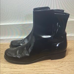 Sleek Black Patent Leather Ankle Boots